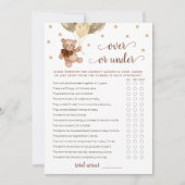 ゲームの上または下ベビーシャワーテディベアーカード 招待状 (正面)