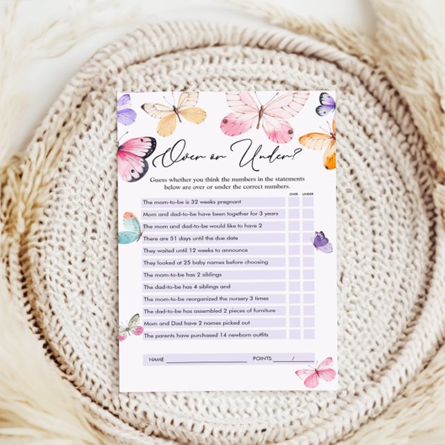 ゲームの上または下，バタフライベビーシャワーゲーム (クリエイターアップロード済み)