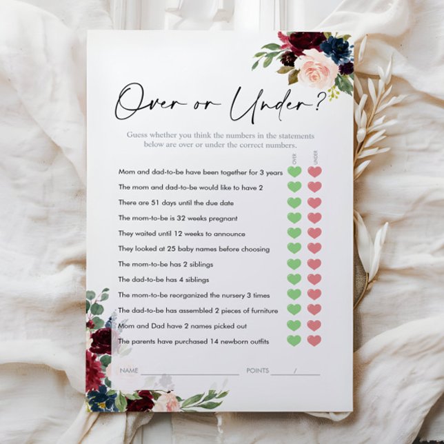 ゲームの上または下，フローラベビーシャワーゲーム (クリエイターアップロード済み)