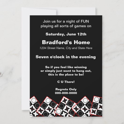 ゲームの夜の招待状 – 私たちと勝つ 招待状 (裏面)