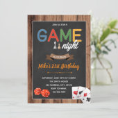 ゲームの夜の誕生日パーティーの招待 招待状 (スタンド正面)