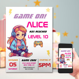 ゲームの女の子の誕生日パーティー 招待状