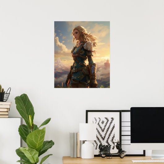 ゲームの女の子キャラクター ポスター (ホームオフィス)