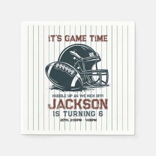 ゲームの時間だ!サッカーの誕生日の子供たちをキックオフ スタンダードカクテルナプキン (正面)