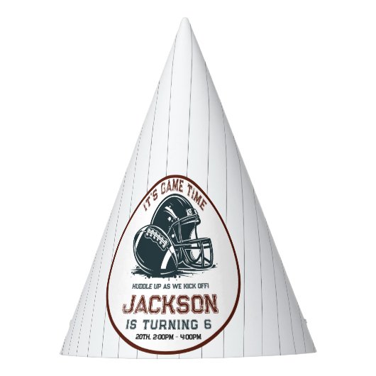 ゲームの時間だ！サッカーの誕生日の子供たちをキックオフ パーティーハット (正面)