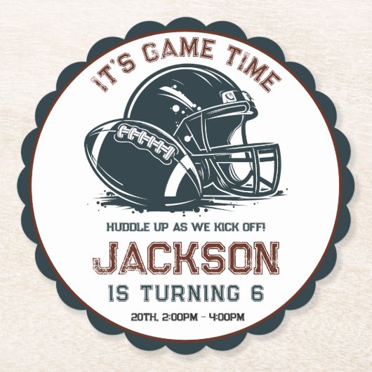 ゲームの時間だ！サッカーの誕生日の子供たちをキックオフ ペーパーコースター (正面)