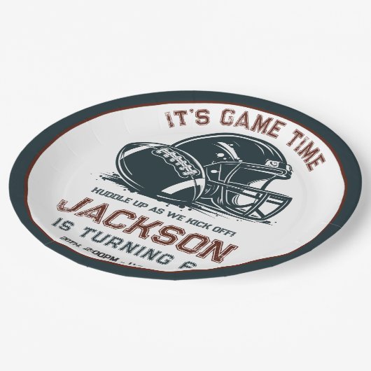 ゲームの時間だ！サッカーの誕生日の子供たちをキックオフ ペーパープレート (アングル)