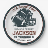 ゲームの時間だ！サッカーの誕生日の子供たちをキックオフ ペーパープレート (正面)