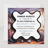 ゲームの準備は?ボーイズゲーム誕生日 招待状 (裏面)