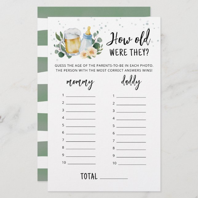 ゲームの緑のベビーは醸造されている古さ (正面/裏面)