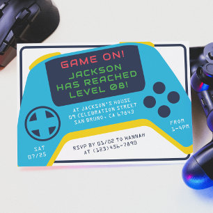 ゲームの開始とレベルアップ ゲーム少年の誕生日パーティー 招待状