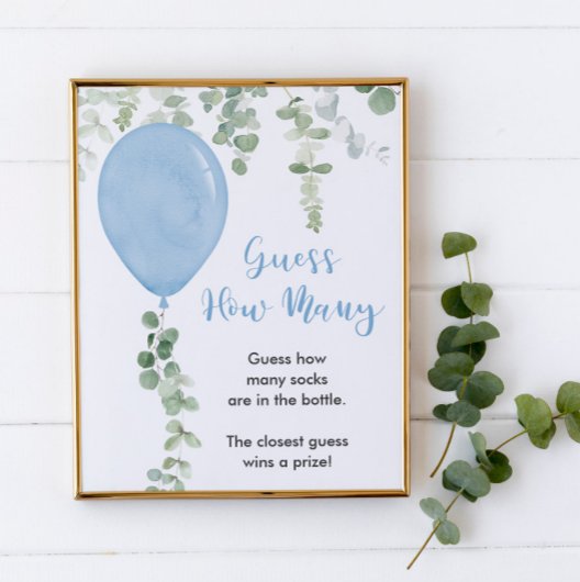 ゲームの青いバルーンの緑の数を推測 ポスター