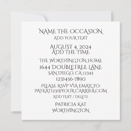 ゲームは始まった 招待状 (裏面)