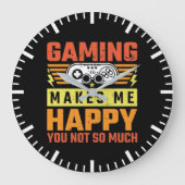 ゲームは私はそれほど多くはない幸せにするゲーマーおもしろい ラージ壁時計 (正面)