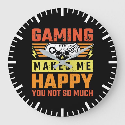 ゲームは私はそれほど多くはない幸せにするゲーマーおもしろい ラージ壁時計 (正面)