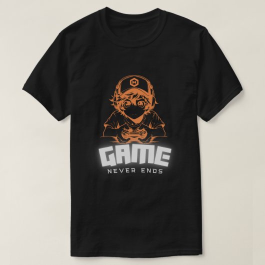 ゲームは終わらない ゲーマーアートTシャツ Tシャツ (デザイン正面)