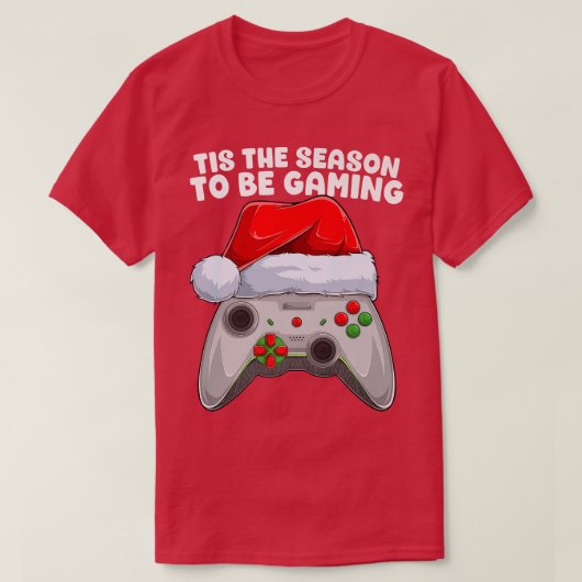 ゲームをするシーズンのクリスマスビデオゲーマー Tシャツ (デザイン正面)