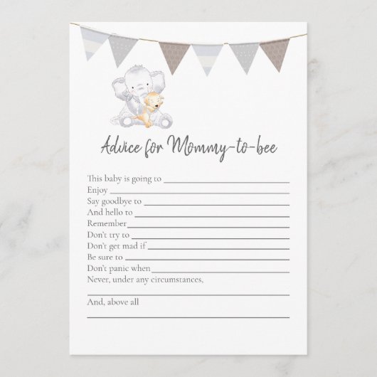 ゲームをする母のためのアドバイスベビー象カード プログラム (正面)