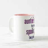 ゲームをだめにする伯母さんの名前 ツートーンマグカップ (正面左)