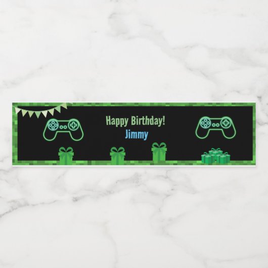 ゲームをテーマにした誕生日パーティー ペットボトルラベル (シングルラベル)