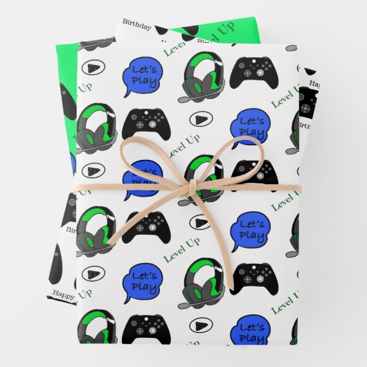 ゲームをテーマにした誕生日 ラッピングペーパーシート (インサイチュ)
