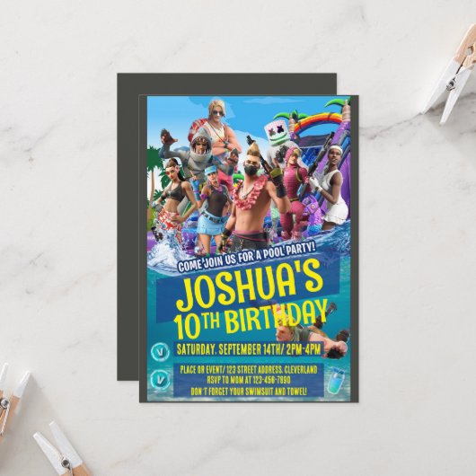 ゲームをモチーフにした招待状 招待状 (正面/裏面インサイチュ)