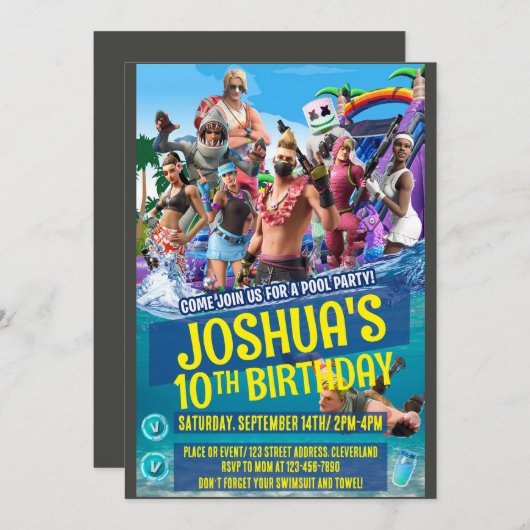 ゲームをモチーフにした招待状 招待状 (正面/裏面)