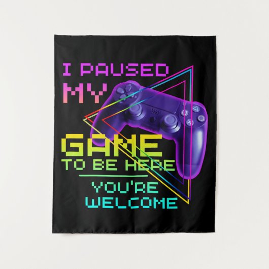 ゲームを一時停止してここに来たんだ よかったらどうぞ タペストリー (正面)