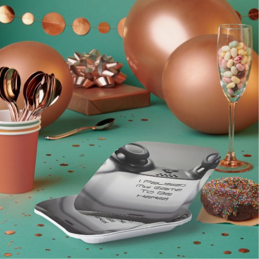 「ゲームを一時停止してここに来た」ゲーム誕生日 ペーパープレート (複数)