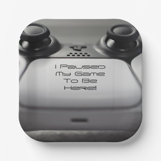 「ゲームを一時停止してここに来た」ゲーム誕生日 ペーパープレート (正面)