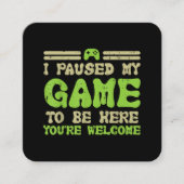 ゲームを一時停止してビデオおもしろいゲーマー スクエア名刺 (正面)