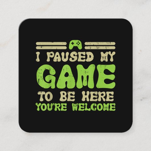 ゲームを一時停止してビデオおもしろいゲーマー スクエア名刺 (正面)