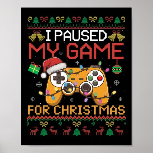 ゲームを一時停止クリスマスゲーマークリスマスコントローラーの男性 ポスター (正面)