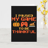 ゲームを一時停止 感謝のビデオゲーマー少年たち サンクスギ カード (黄色い花)