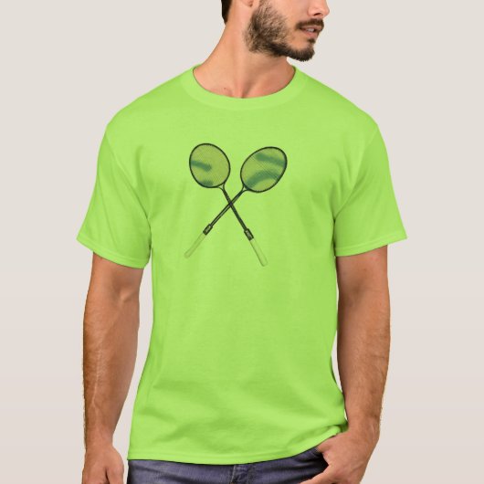 ゲームを制覇せよ: 超軽量バドミントンラケット Tシャツ (正面)