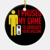 ゲームを止めてスティッキーマンゲーマーおもしろいを卒業した セラミックオーナメント (正面)