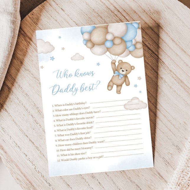 ゲームを知っている青いクマのバルーン赤最高のちゃんシャワー (Blue Bear Baby Shower Who knows Daddy Best Game )