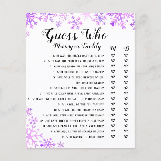 ゲームを見せるベビーを推測-ベビー外は寒い チラシ (正面)