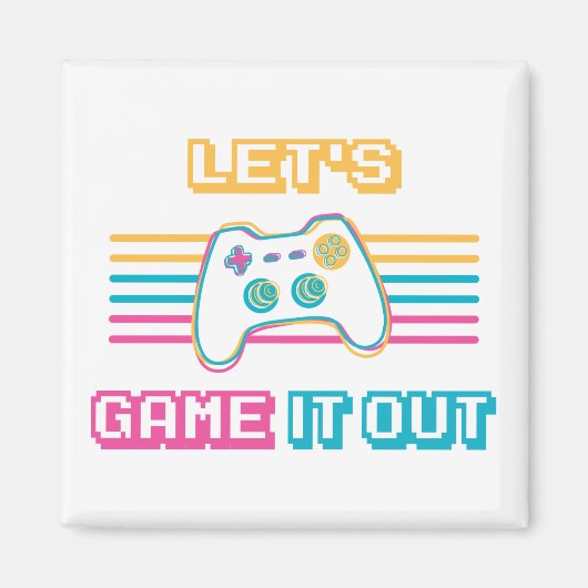 ゲームアウトしよう – レトロスタイル マグネット (正面)