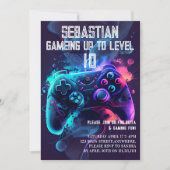 ゲームアップおもしろい誕生日 招待状 (正面)