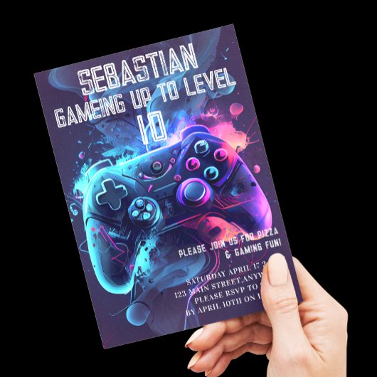 ゲームアップおもしろい誕生日 招待状