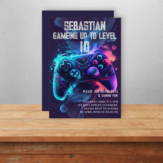 ゲームアップおもしろい誕生日 招待状