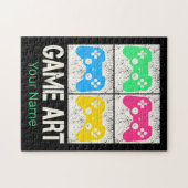 ゲームアートヴィンテージゲームパッドレトロコントローラゲーマー ジグソーパズル (横)