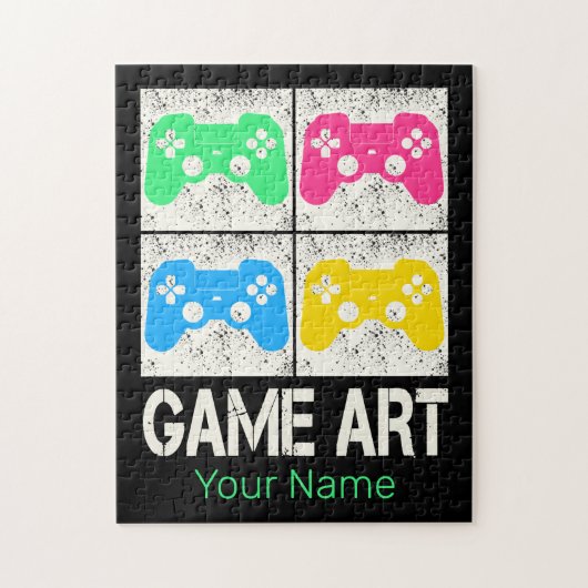 ゲームアートヴィンテージゲームパッドレトロコントローラゲーマー ジグソーパズル (縦)