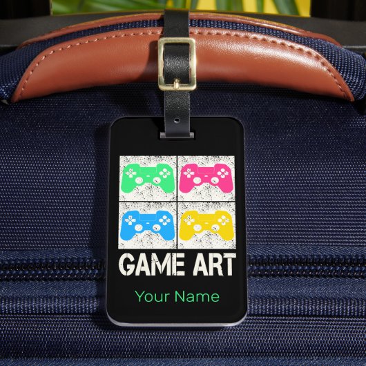 ゲームアートヴィンテージゲームパッドレトロコントローラゲーマー ラゲッジタグ (正面インサイチュ2)