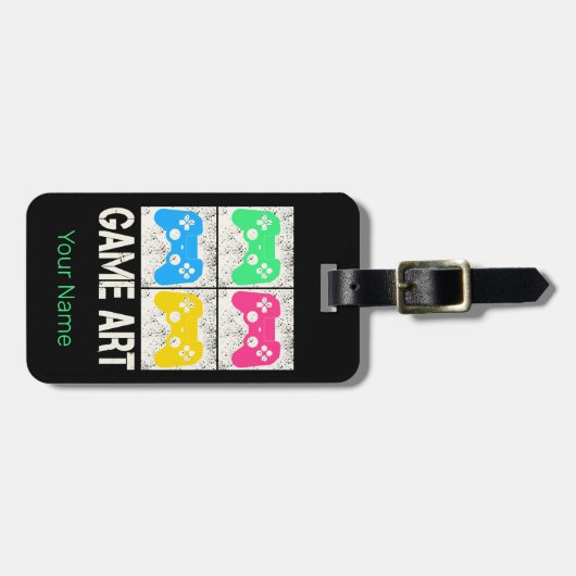 ゲームアートヴィンテージゲームパッドレトロコントローラゲーマー ラゲッジタグ (正面横)