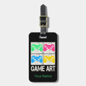 ゲームアートヴィンテージゲームパッドレトロコントローラゲーマー ラゲッジタグ (正面縦)