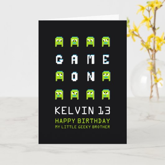 ゲームエイリアンゲーマー弟13歳の誕生日 カード (黄色い花)
