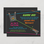 ゲームオンおもしろいレーザラベル誕生日パーティー 招待状 (正面/裏面)