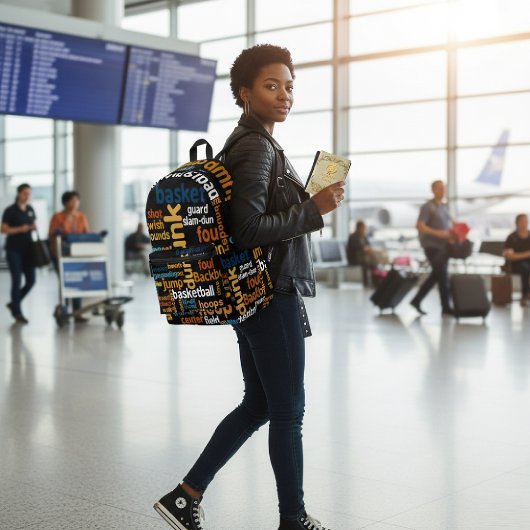 ゲームオングー：バスケットボールアクセサリー カラフル テキスト プリントバックパック